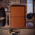 Travel-Journal Logbuch DinA5 Leder cognac hellbraun